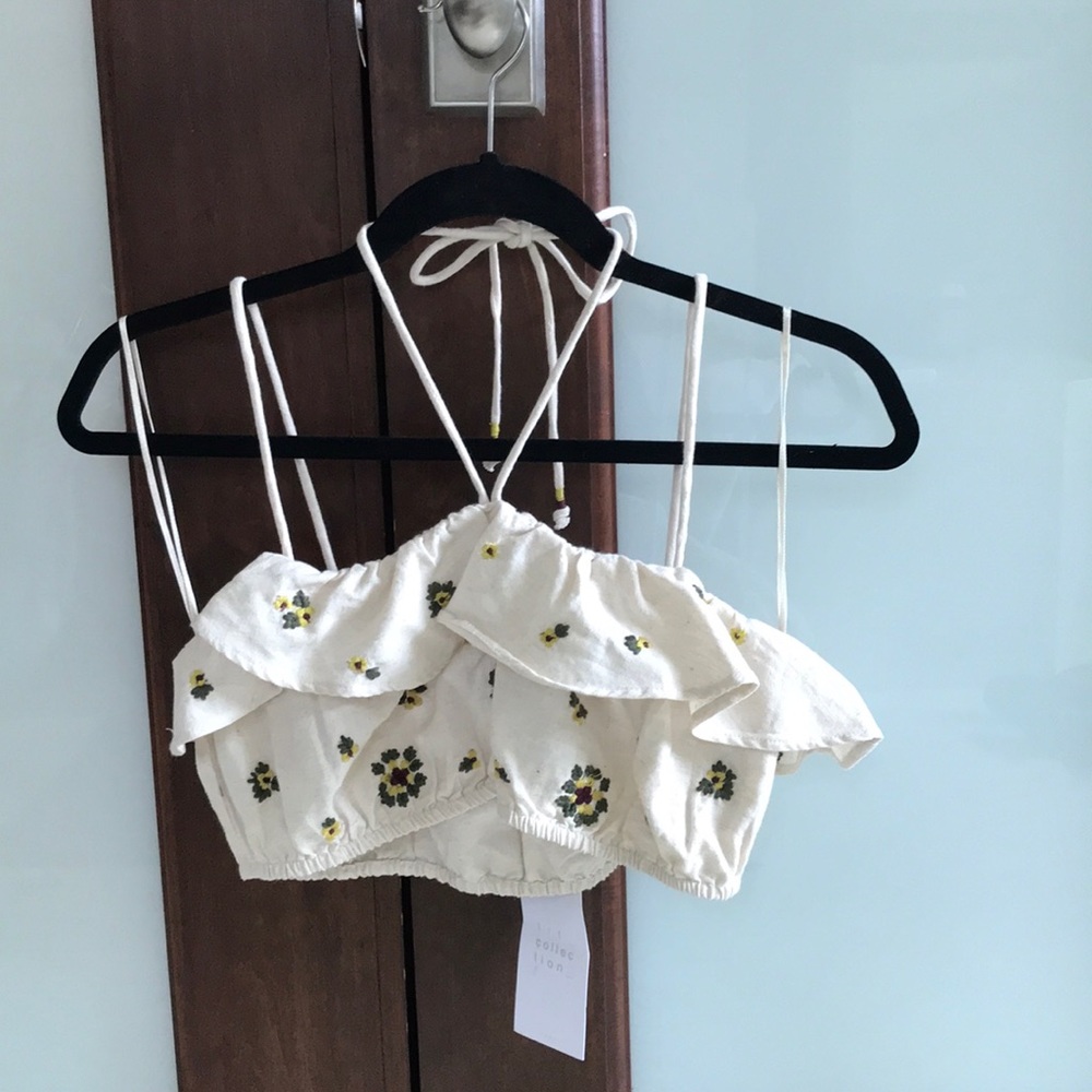 NWT ZARA LINEN CROP TOP